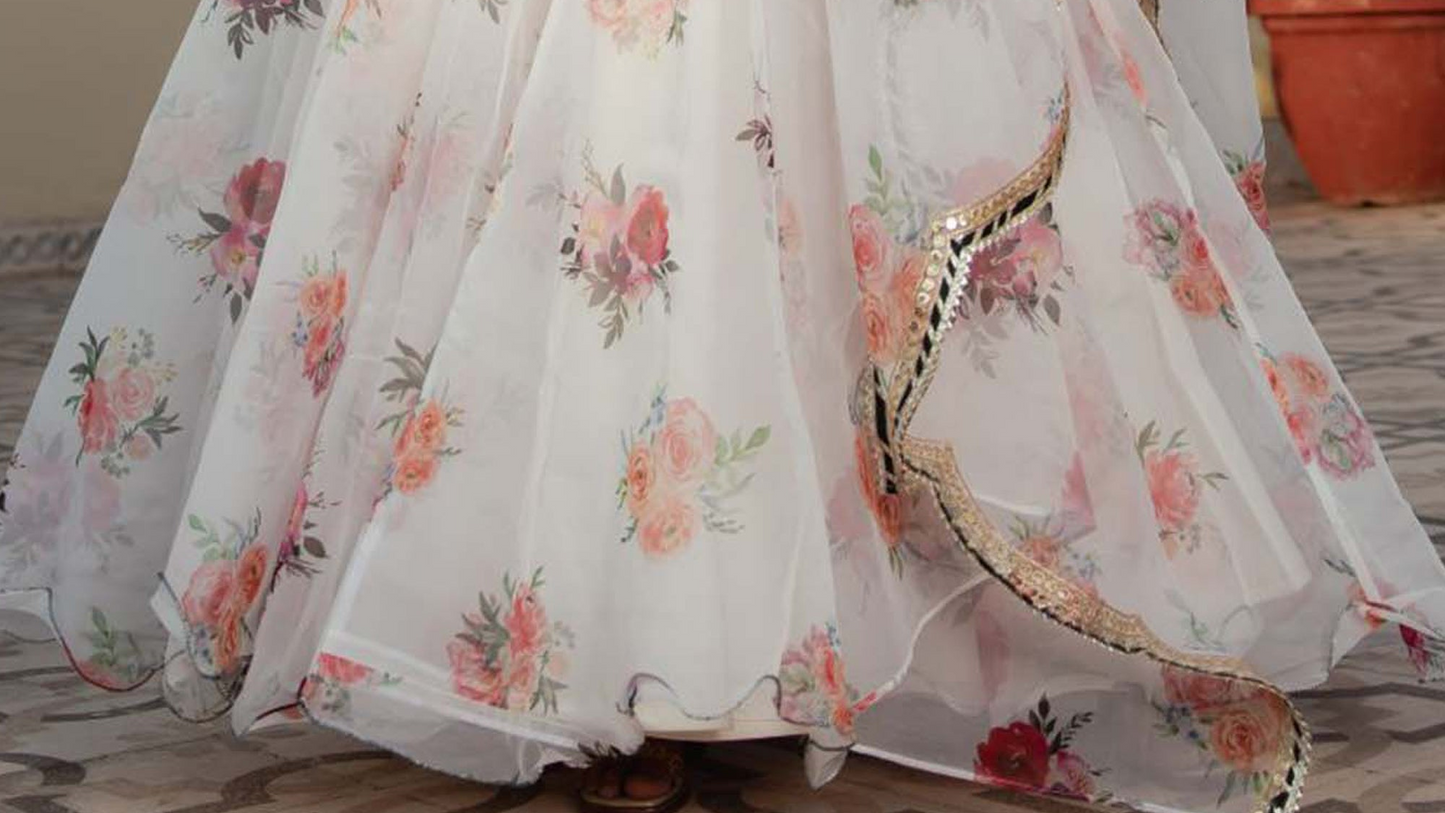 Premium white lehenga choli with embroidery for Eid Diwali
