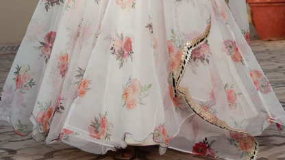 Premium white lehenga choli with embroidery for Eid Diwali