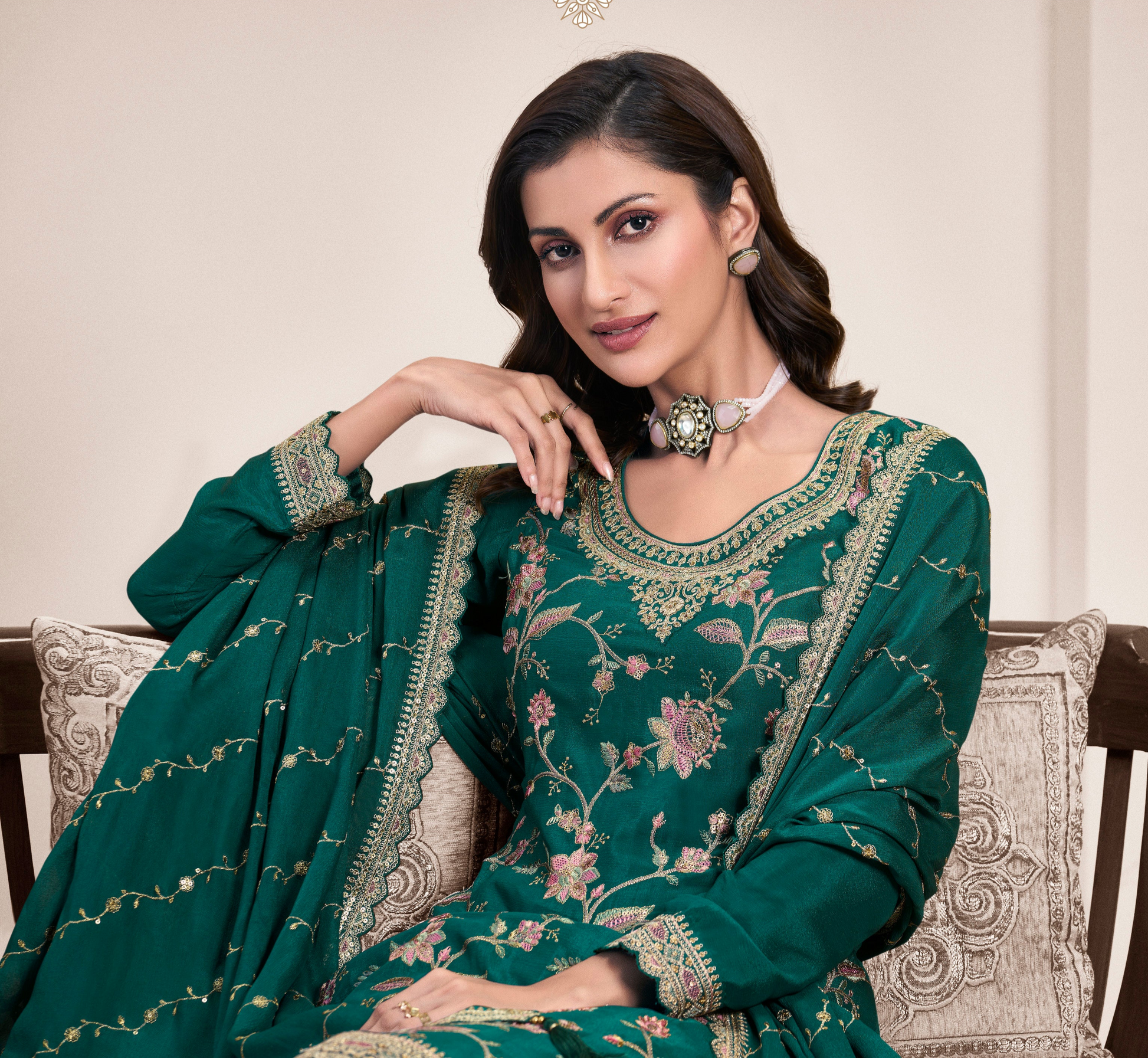 Heavy Embroidery Mirror Work Palazzo Suit - Readymade Salwar Kameez Online