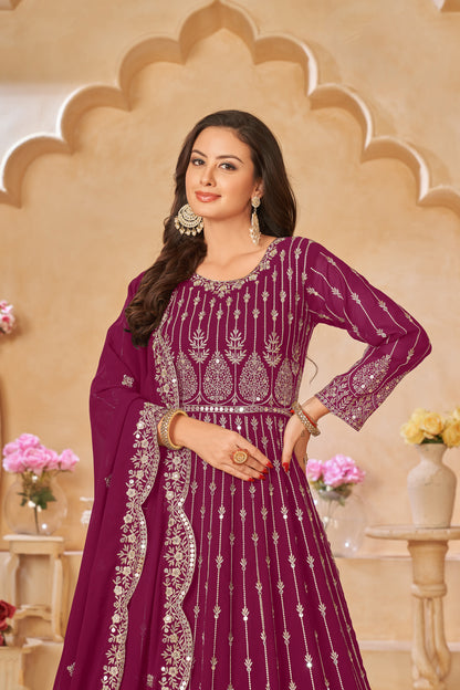 Wedding Function Party Wear Anarkali Dupatta Dress for UK