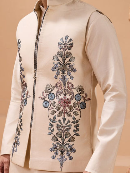 Trendy Designer Floral Printed Embroidered Men's Kurta 