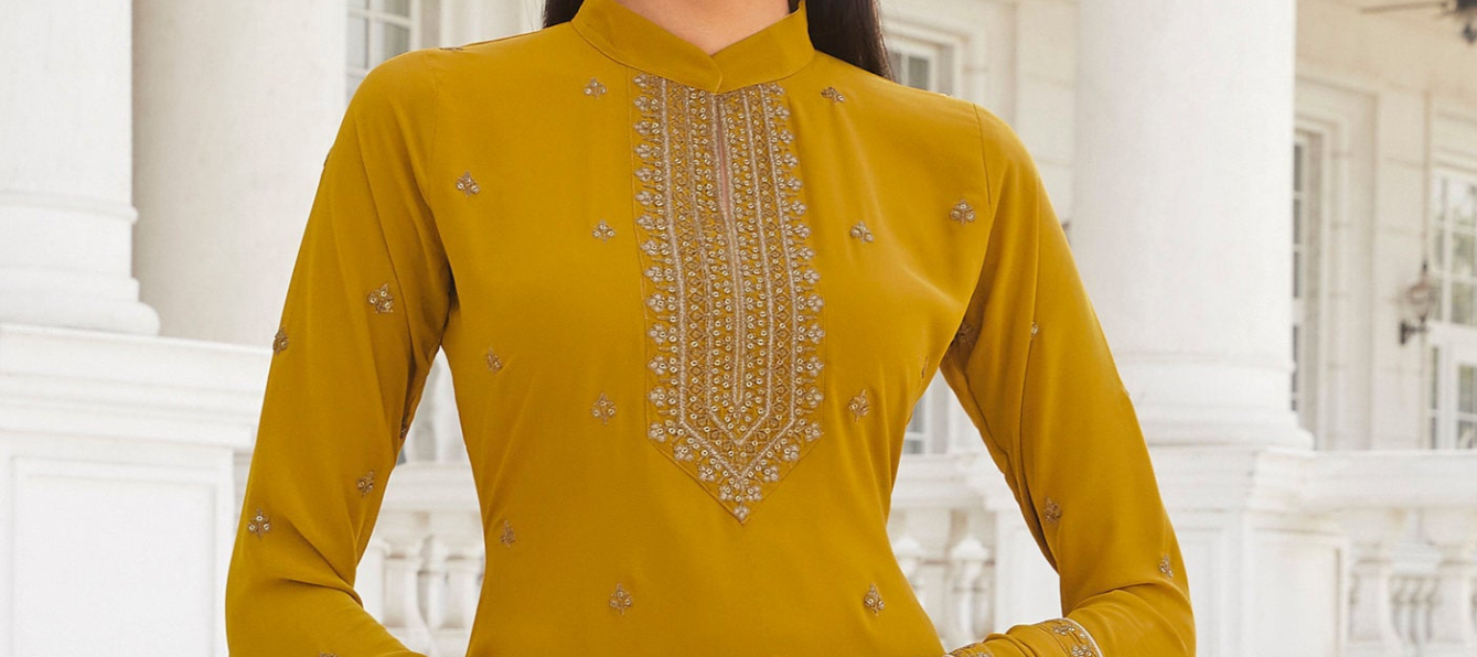 Yellow Straight Cut Salwar Kameez - Punjabi Suit for Indian Wedding Australia