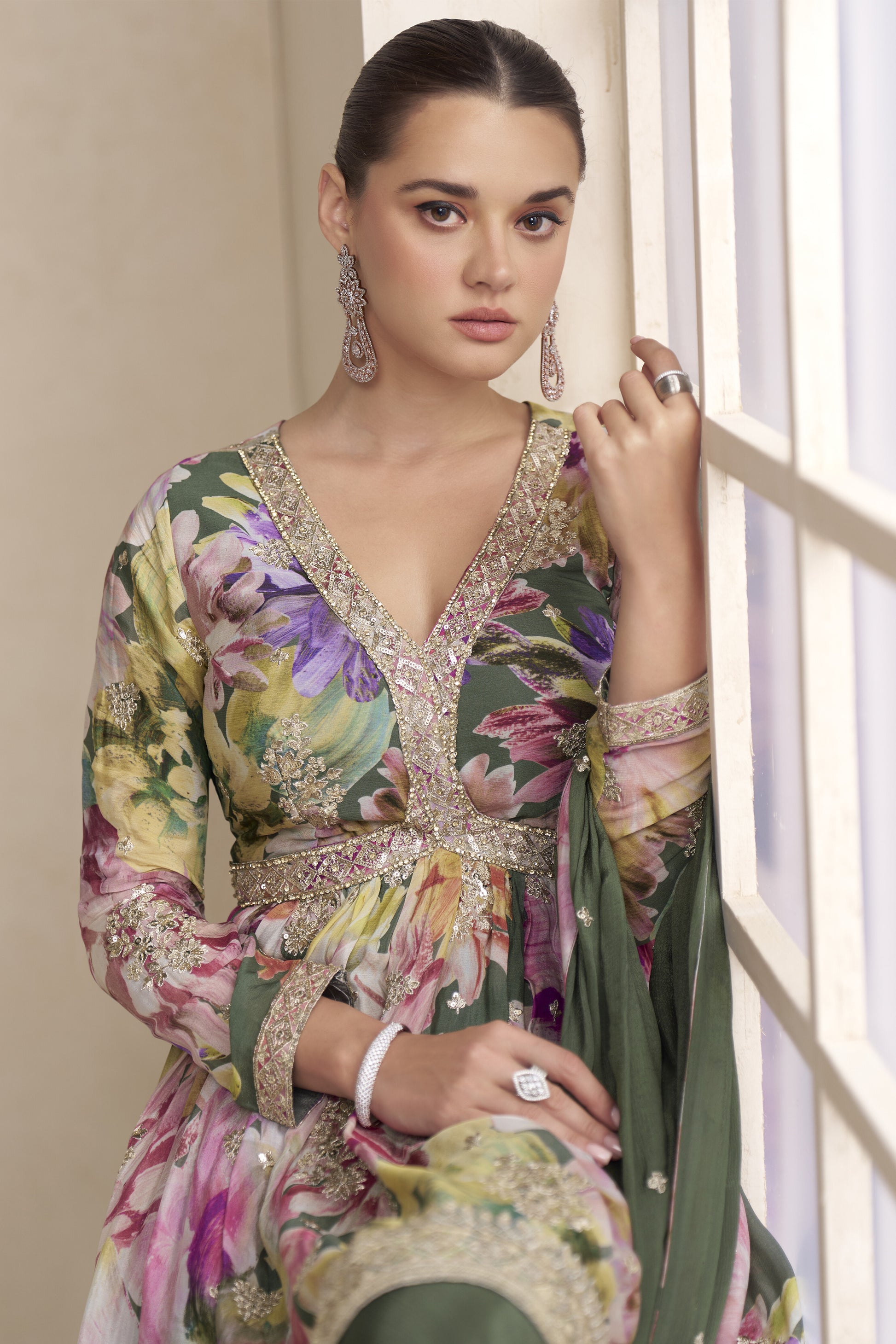 Indian Wedding Designer Floral Printed Palazzo Suit 