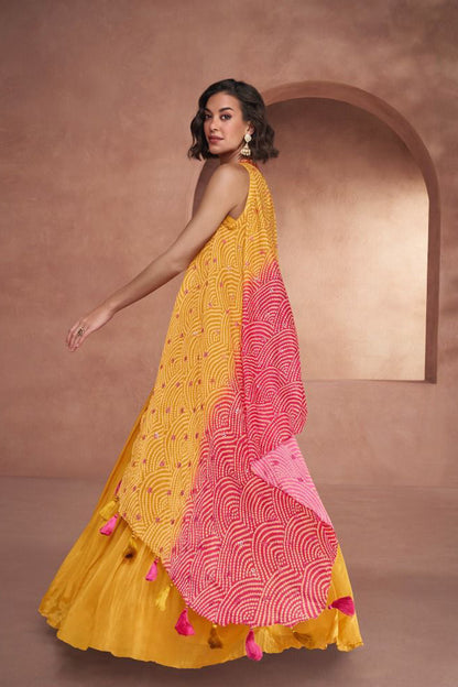 Haldi Function Wear Special Yellow Shrug Style Lehenga Suits Premium Silk