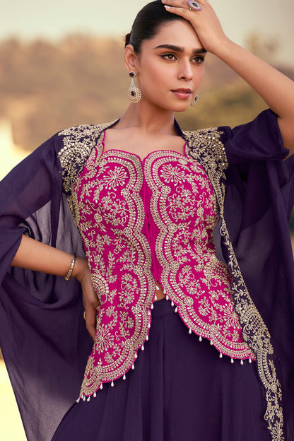 Eid Designer Western Wear Chinon Silk & Organza Fabric Salwar Kameez Suit