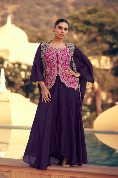 Eid Designer Western Wear Chinon Silk & Organza Fabric Salwar Kameez Suit