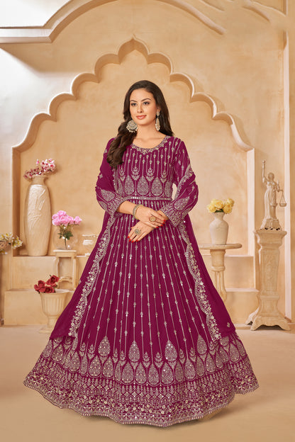 Wedding Function Party Wear Anarkali Dupatta Dress for UK