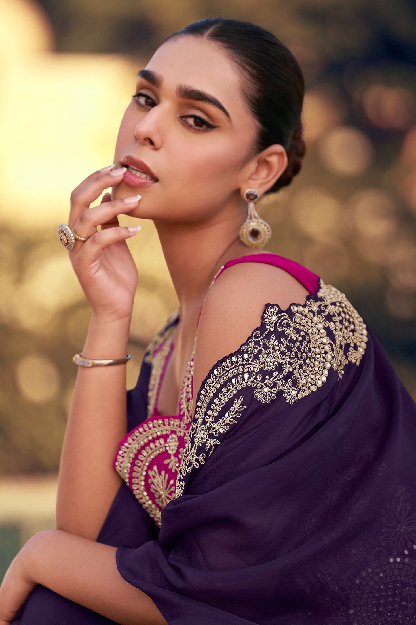 Elegant Purple Silk Suit Set With Dupatta For Special Occasions