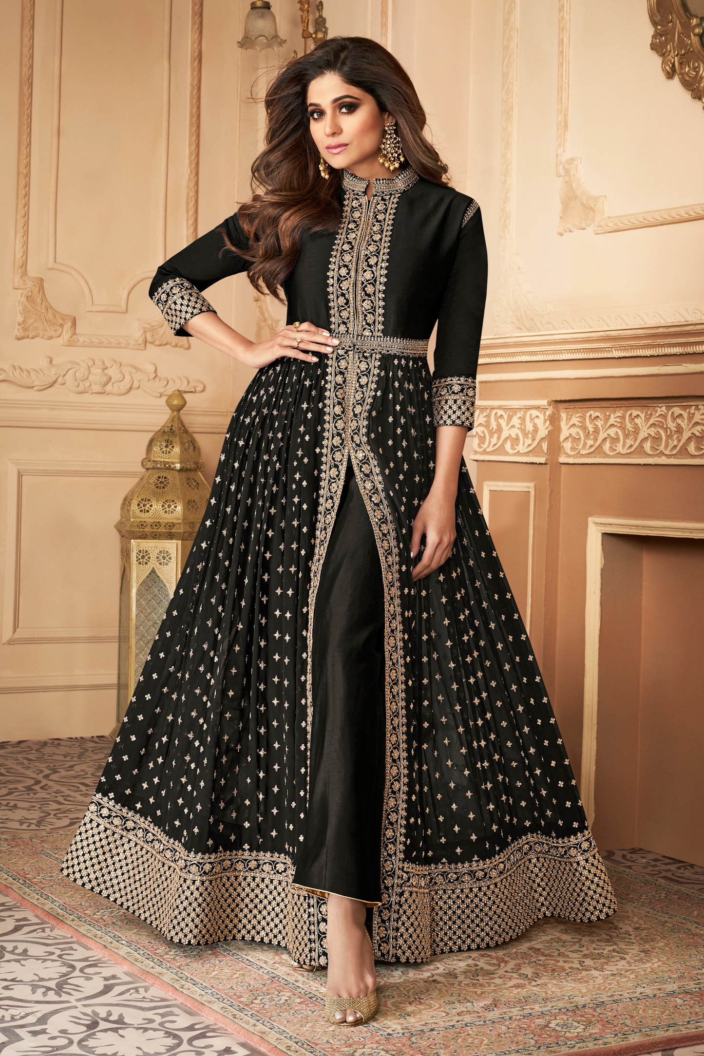 Heavy Embroidered Real Georgette Anarkali Gown With Dupatta For Traditional Parties