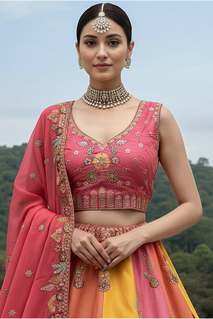 Designer Bridal Wear Embroidery Lehenga Choli For USA Women's