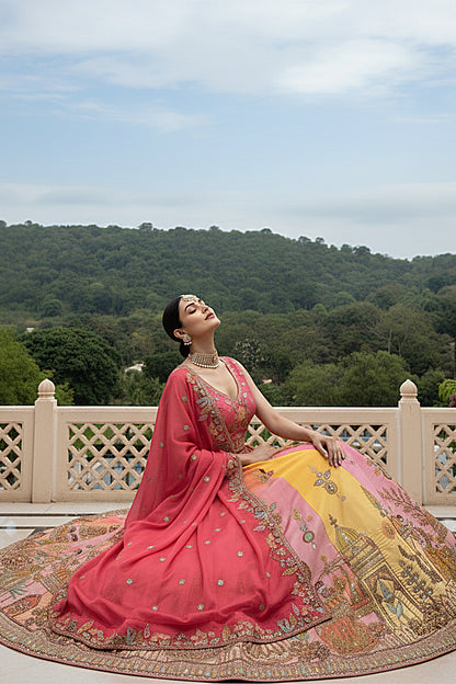 Indian Wedding Bridal Wear Heavy Embroidery Lehenga Choli For USA 