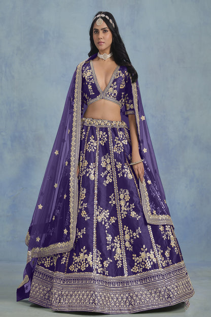 Newest Purple Colour lehenga Dress For Special Wedding-Reception
