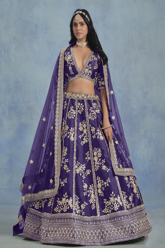 Newest Purple Colour lehenga Dress For Special Wedding-Reception