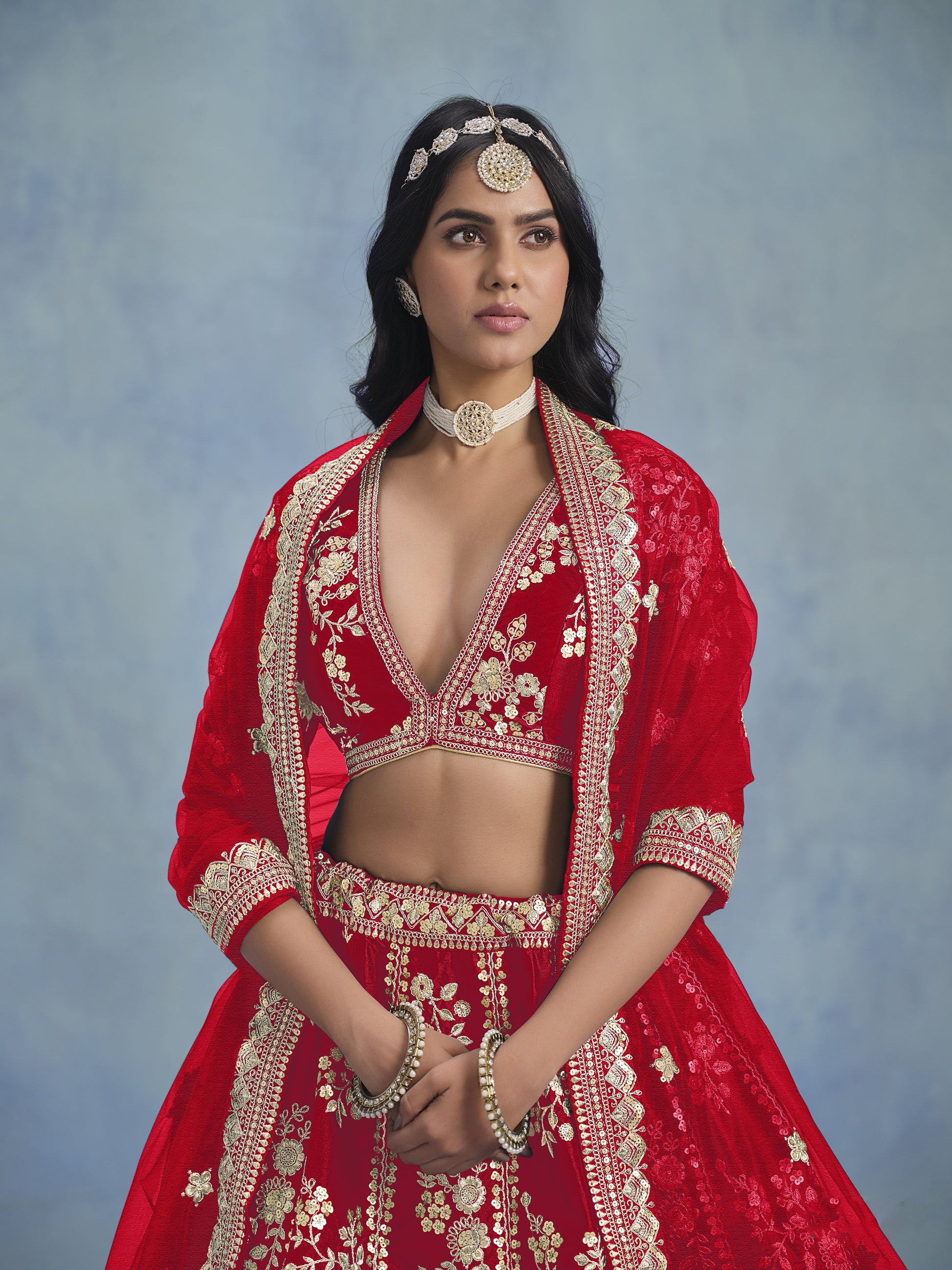 Red Lehenga for Diwali – Bright and bold, perfect for lighting up the night.
