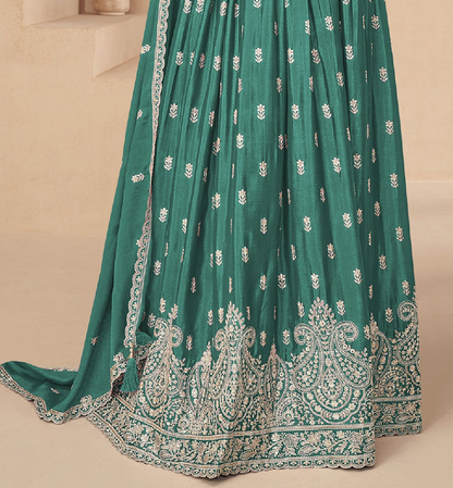 Chinon Ethnic Party Wear Anarkali Gown with Dupatta​ Suit's for Wedding Wear