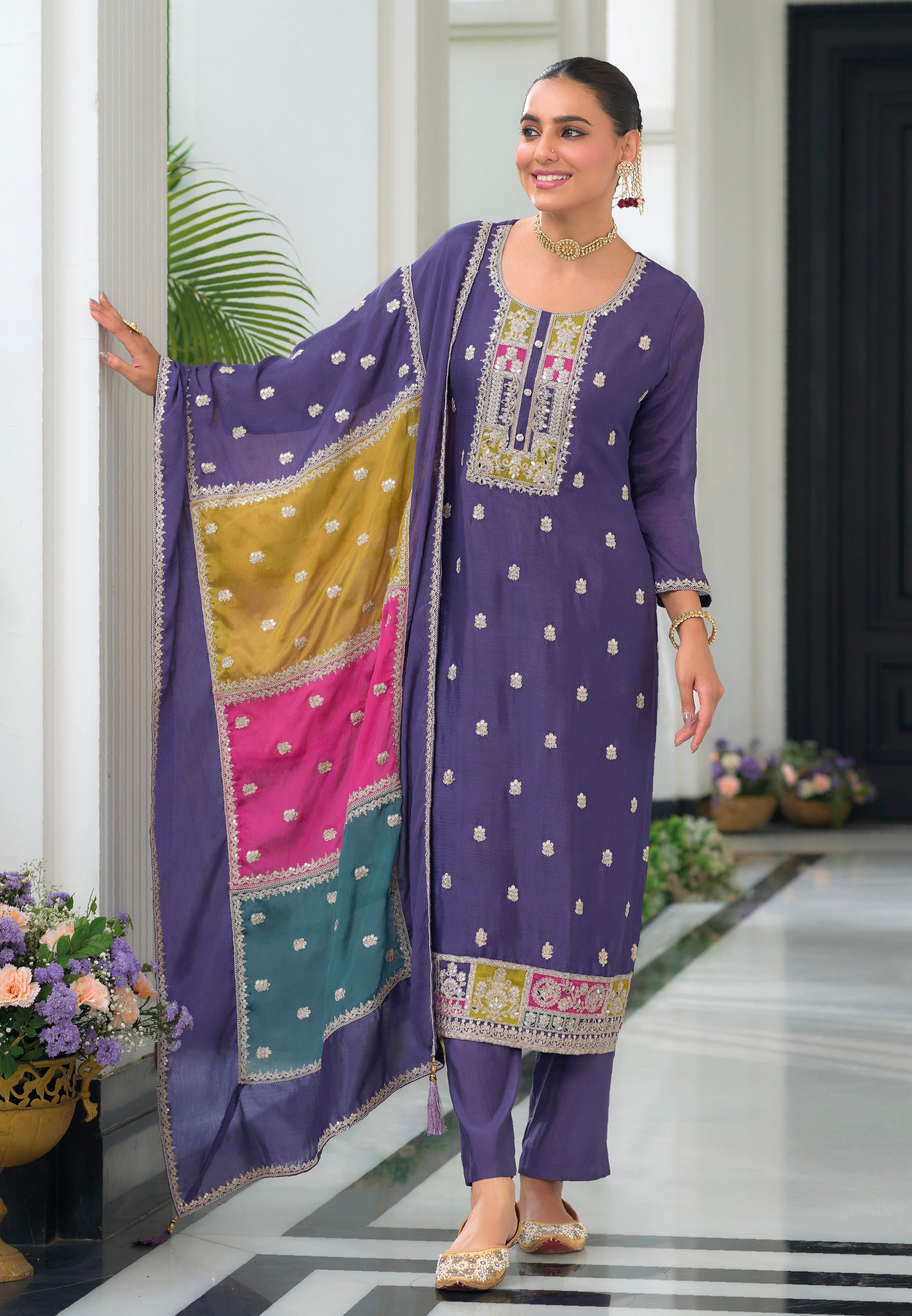 Royal Purple Salwar Kameez with Intricate Embroidery Work - Ready to Ship Indian Pakistani Outfit for International Customers