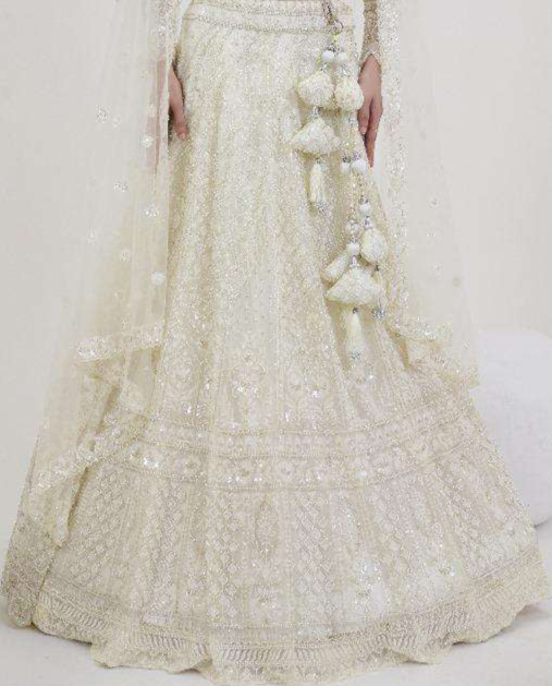 White Color Heavy Lengha Choli foer Bridal Wear Beautiful Outfit Collection Lrngha's Suit's