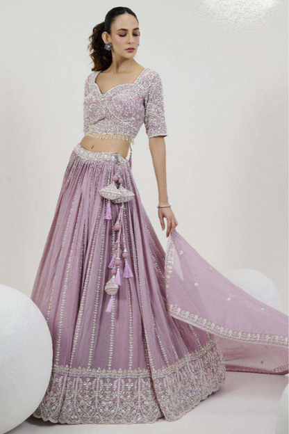 Indian Wedding Reception Party Wear Heavy Embroidery Worked Heavy Lengha Choli