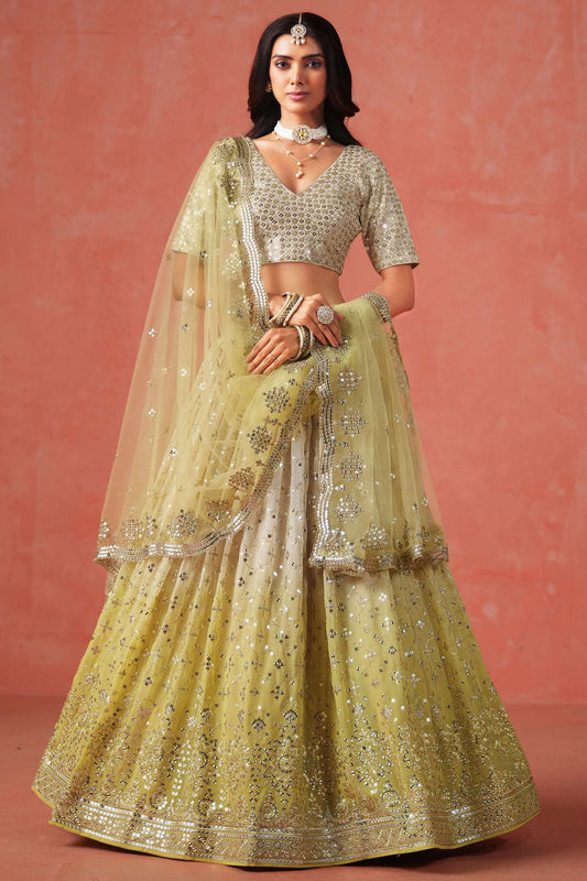 Elegant Indian Designer Georgette Lehenga Choli With Net Dupatta