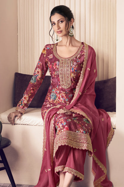 Pink Salwar Suit Ready to Wear - Pakistani Ethnic Dress with Embroidery Work