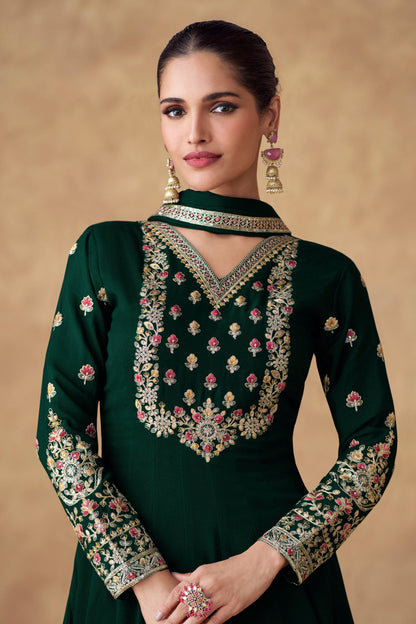 Premium Chinon Silk Anarkali Gown With Embroidered Work - Traditional Indian Wedding Outfit For Women