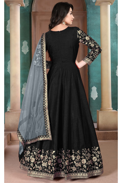Designer Stitched Embroidery Worked Anarkali Gown With Dupatta Suits