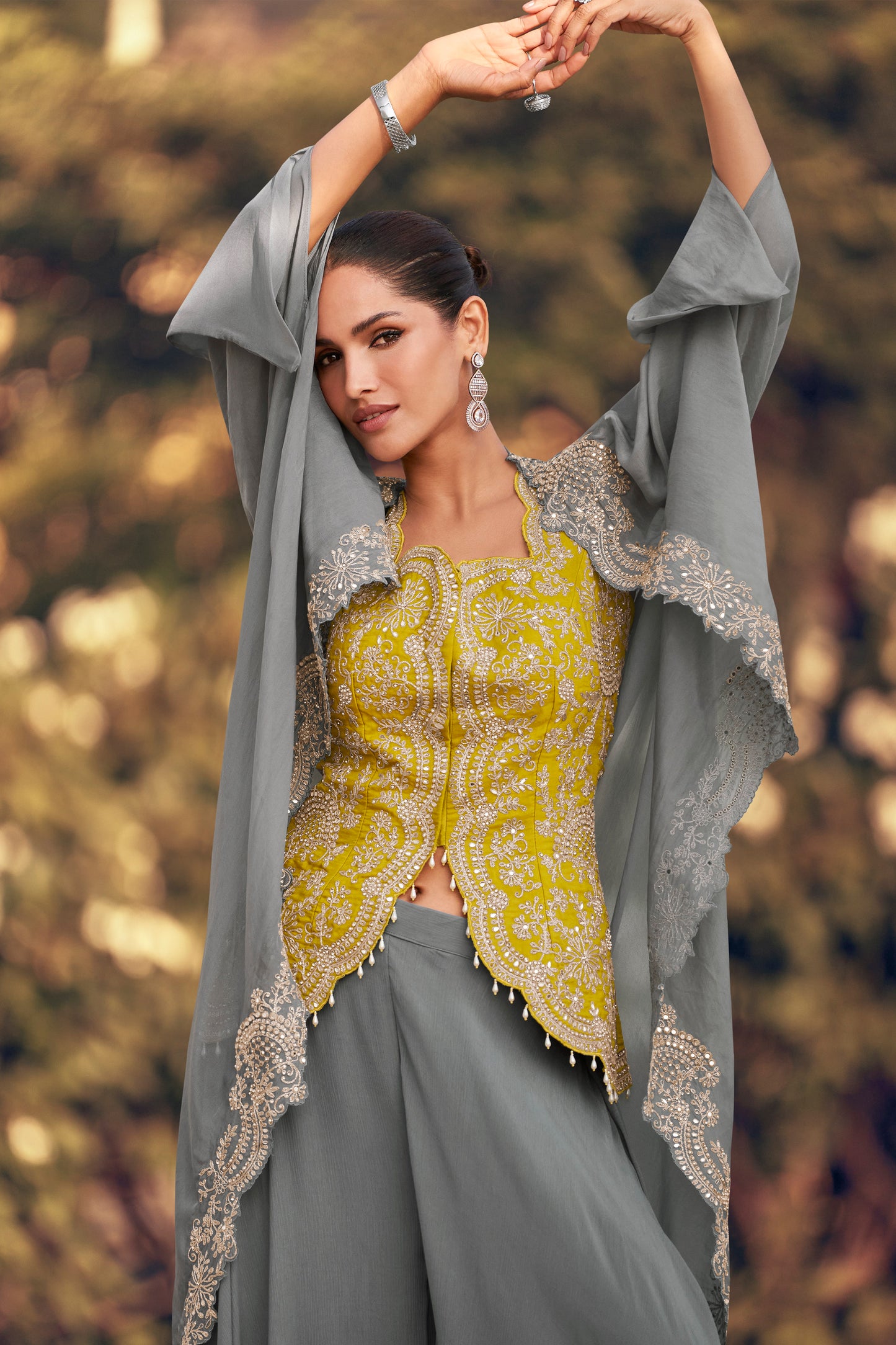 Gorgeous Designer Western Wear Premium Chinon Silk Salwar Kameez Suit 