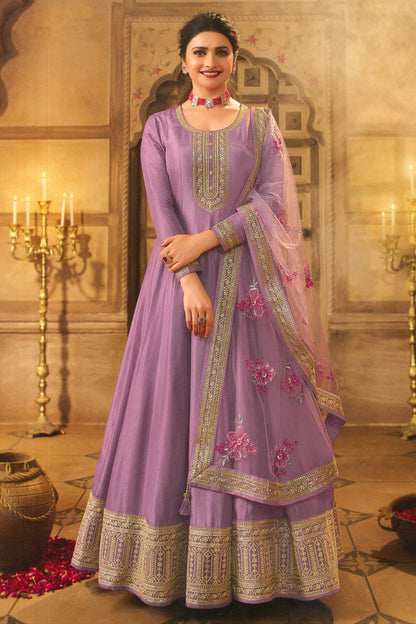 Indian Party Wear Purple Full-Flared Beautiful Anarkali Long Gown Suits
