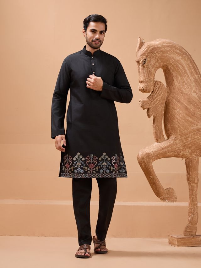 Embroidered Designer Black  Kurta