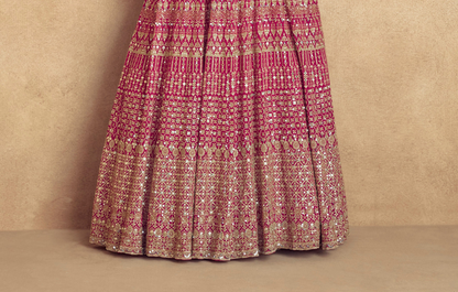 Pink Western Style Anarkali Gown Back View - Indian Bridal Outfit
