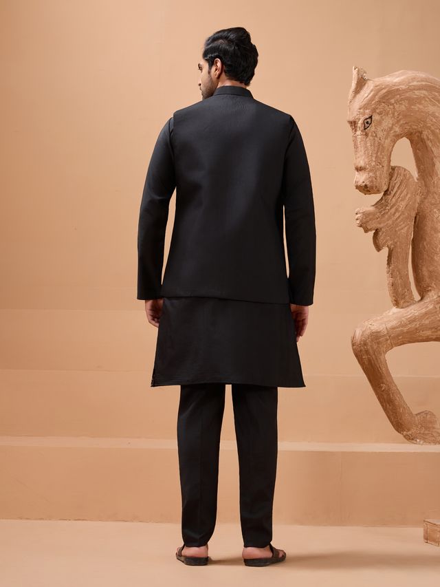 Traditional Black Designer Wedding Party Wear Kurta