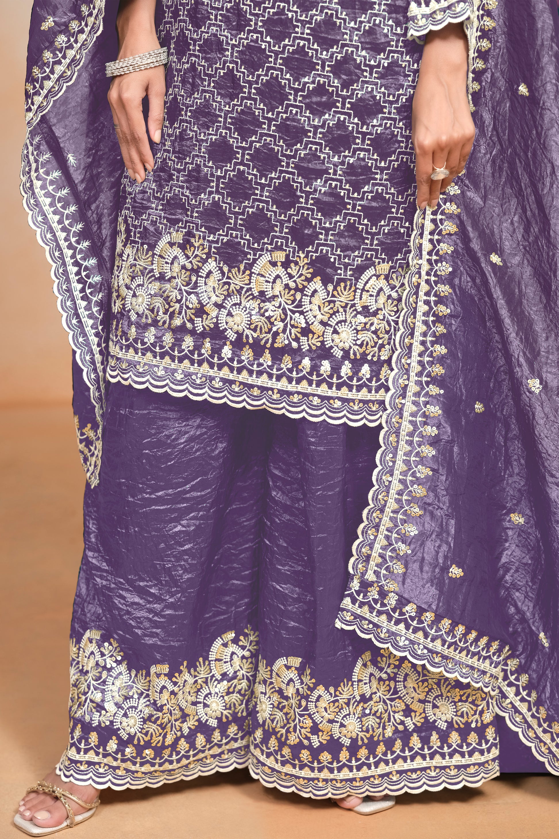 Indian Traditional Designer Women's Wear Salwar Kameez Palazzo Suit
