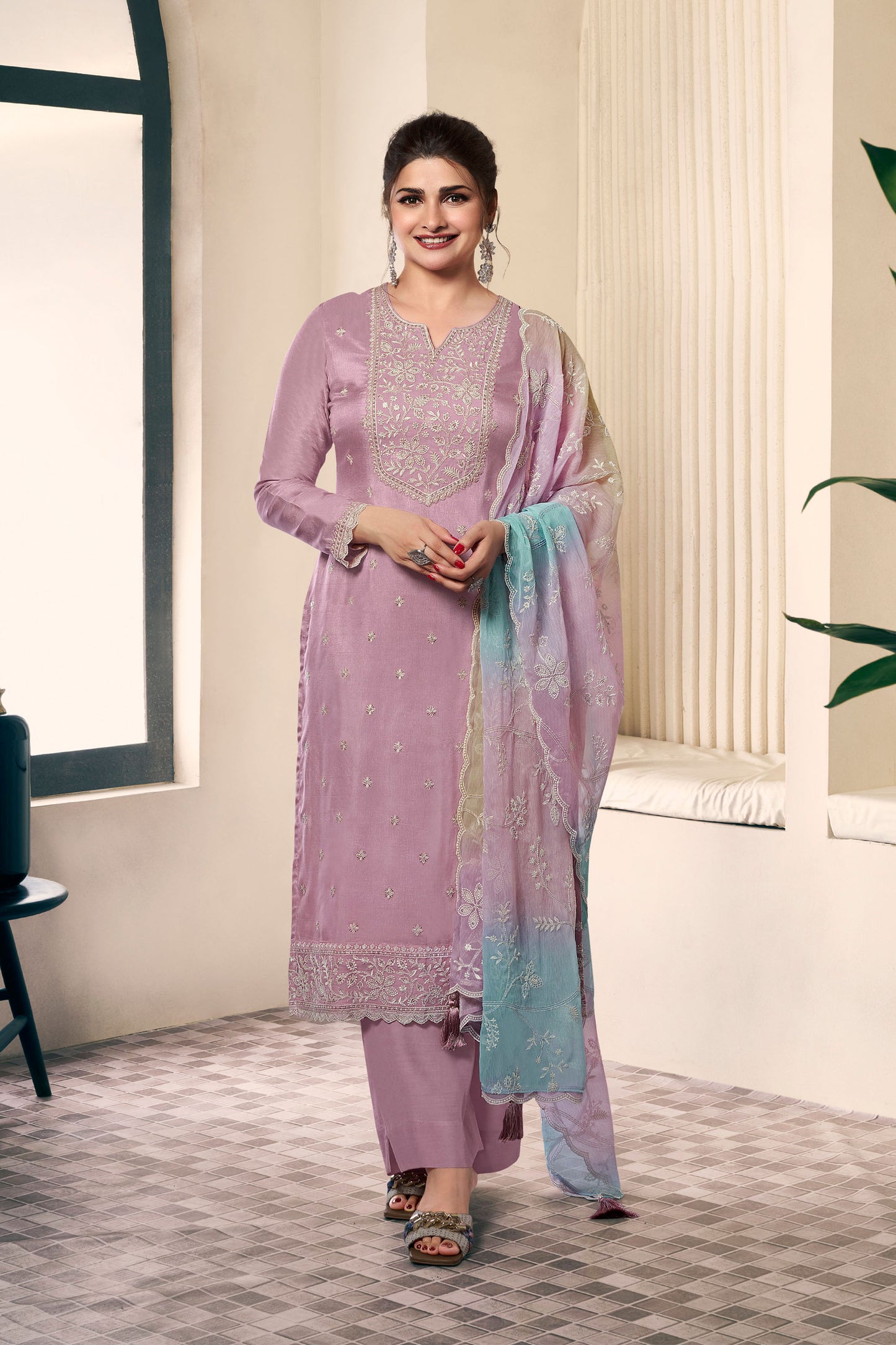 Gorgeous Pink Silk Embroidered Salwar Kameez For Weddings And Parties