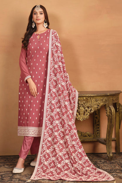 Peach Salwar Suit Side Angle View - Elegant Pakistani Dress For Eid Diwali Celebrations Plus Size Available 