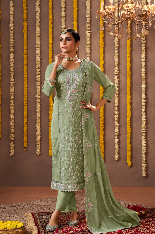 Pakistani Designer Pure Chinon Fabric Wedding Function Wear Salwar Kameez