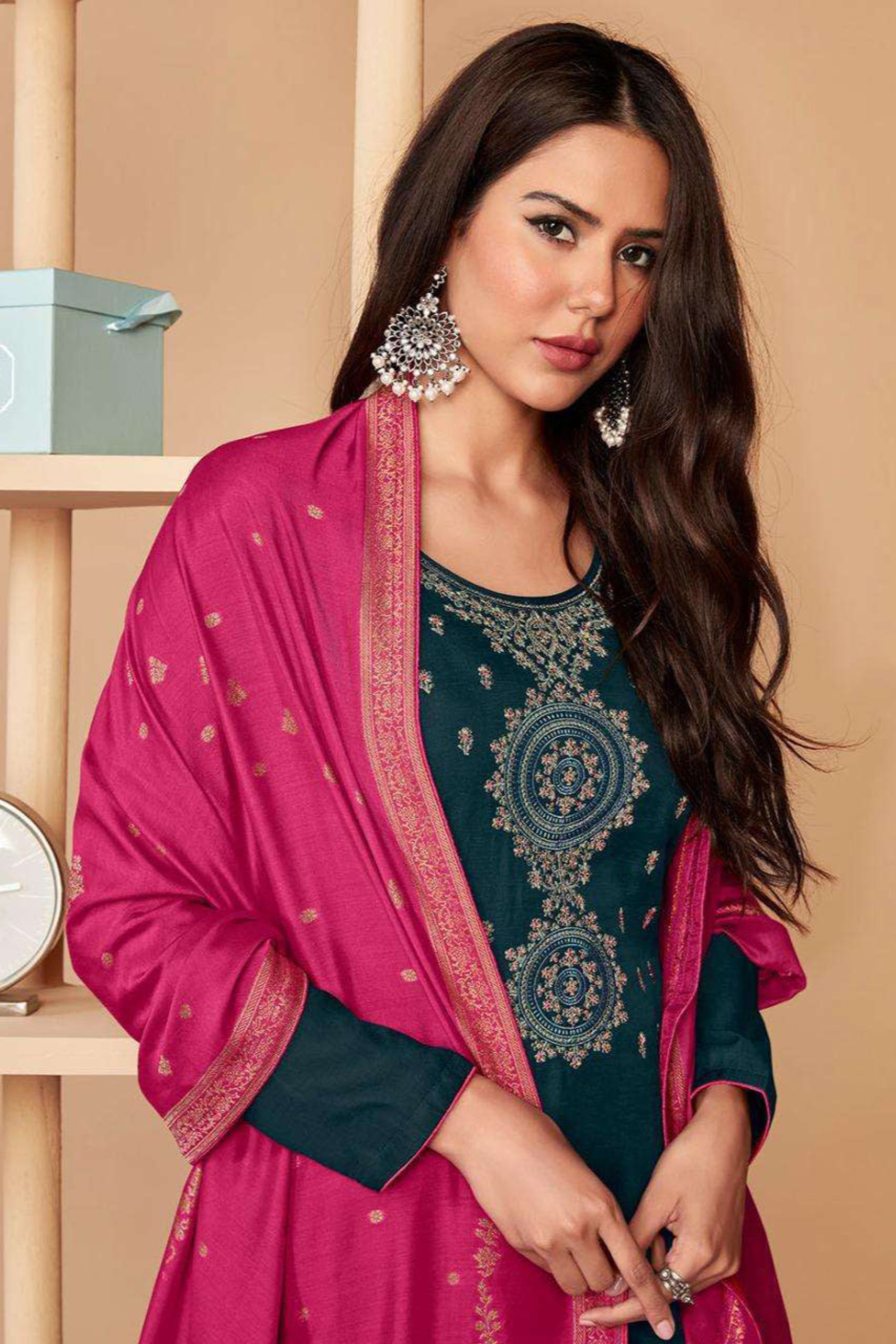 Blue Embroidered Salwar Kameez for USA Weddings Ethnic Wear
