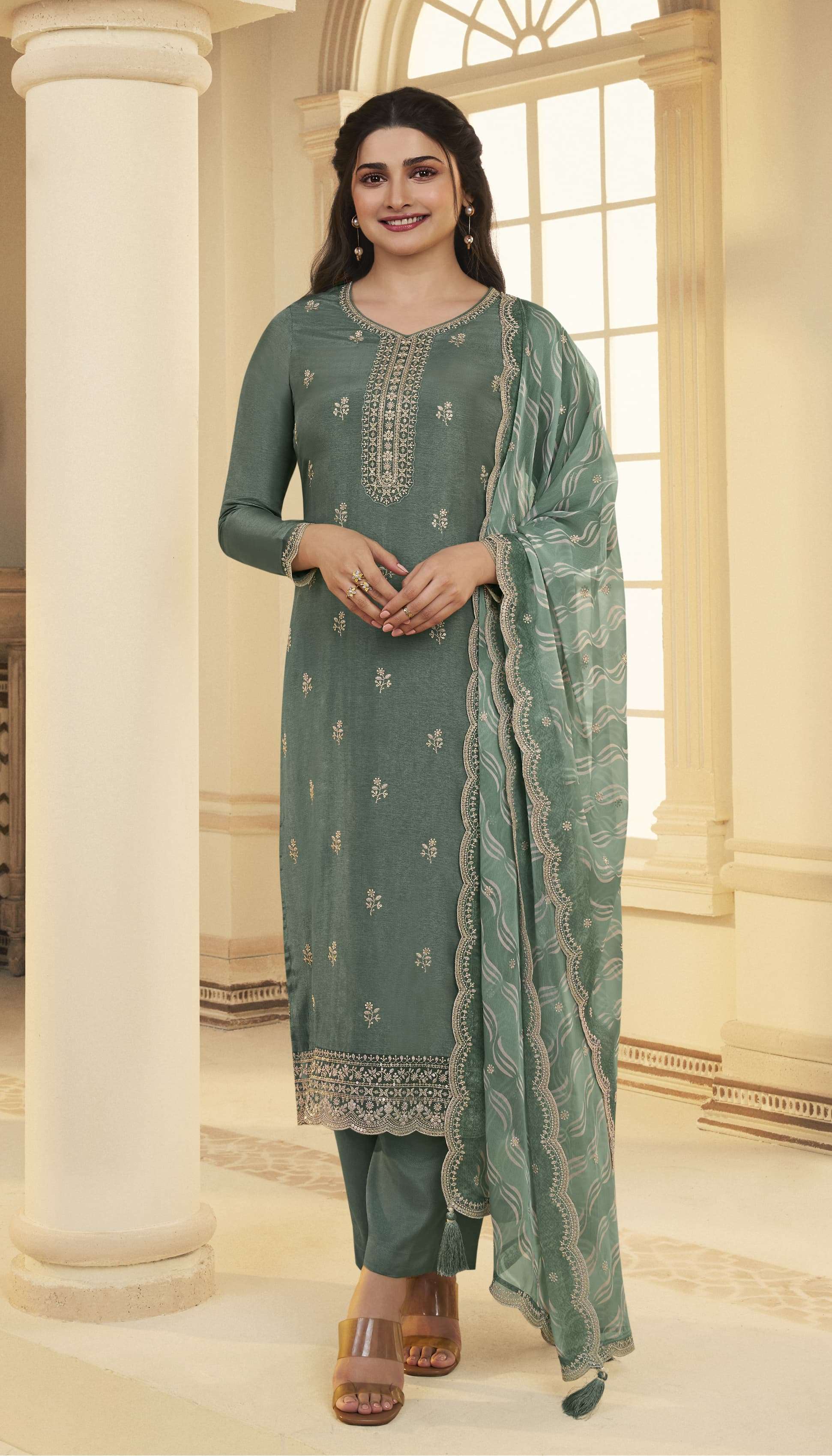 Pistachio green salwar kameez offers a fresh, soothing, and youthful vibe