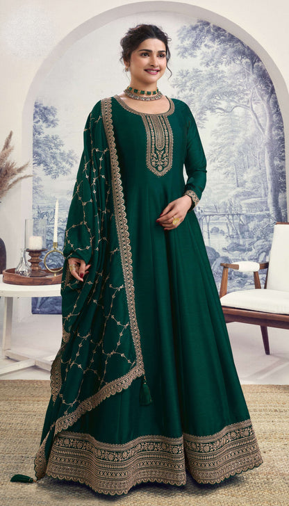 Embroidered Worked Stitched Silk Anarkali Suits Georgette Full-Flared Gown