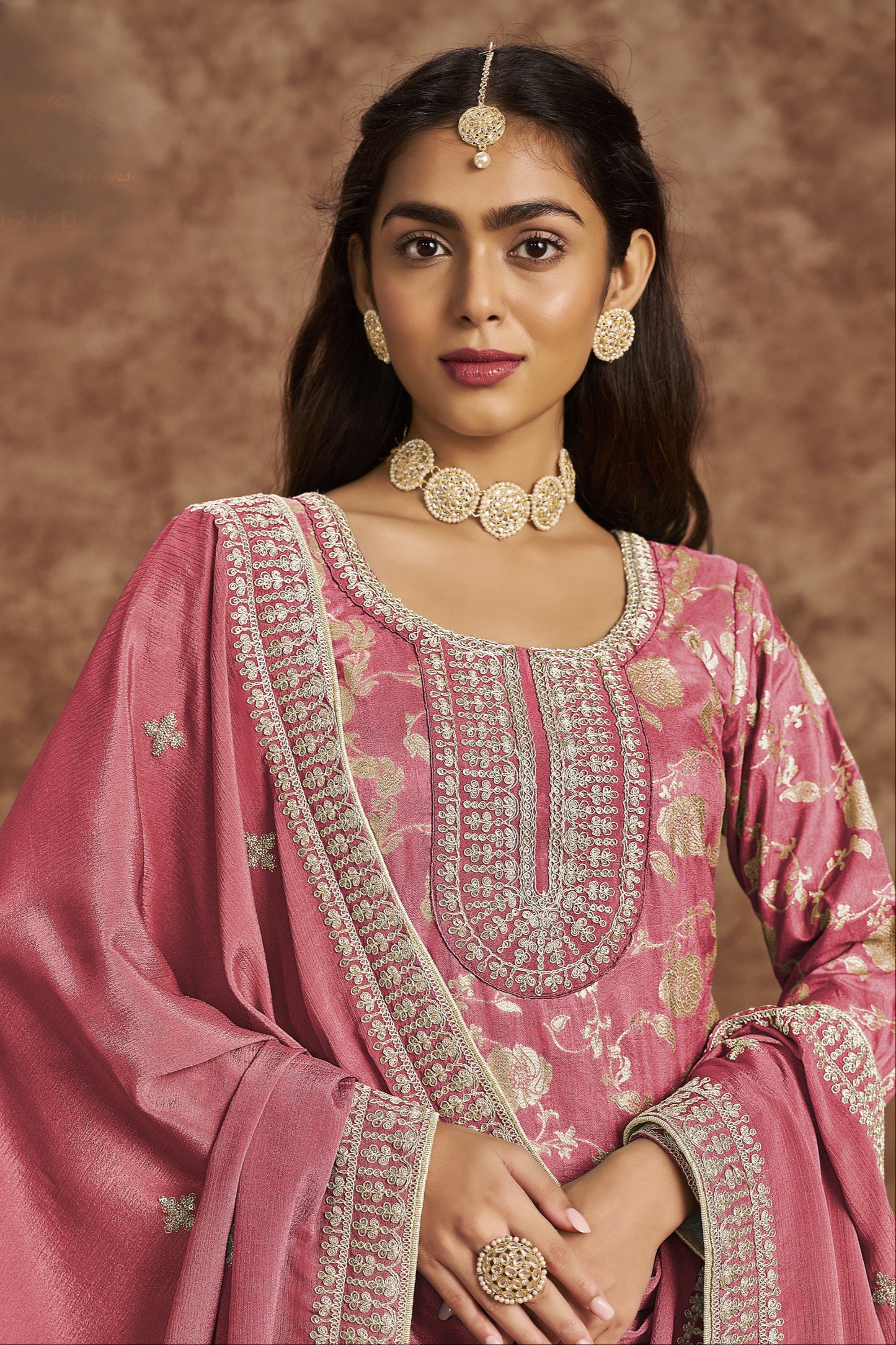 Dusky Pink Salwar Suit With Chinon Dupatta - Complete Ready to Wear Outfit 