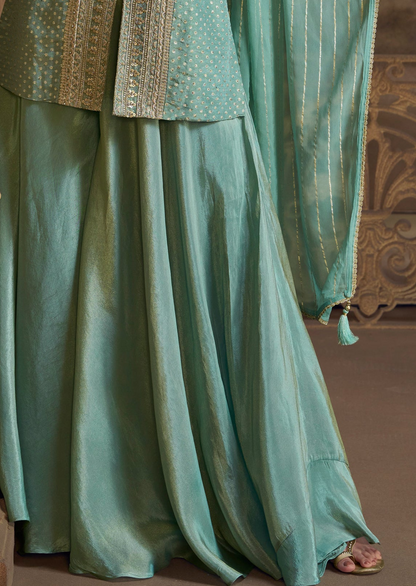 Premium Silk Salwar Kameez Palazzo Party Wear Ethnic Dress Worldwide Shipping