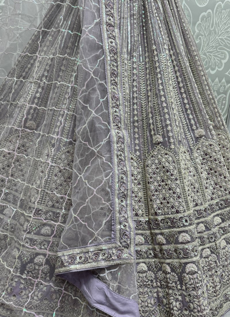 Glamorous Lavender Sequins & Dori Worked Engagement Wear Lehenga Choli