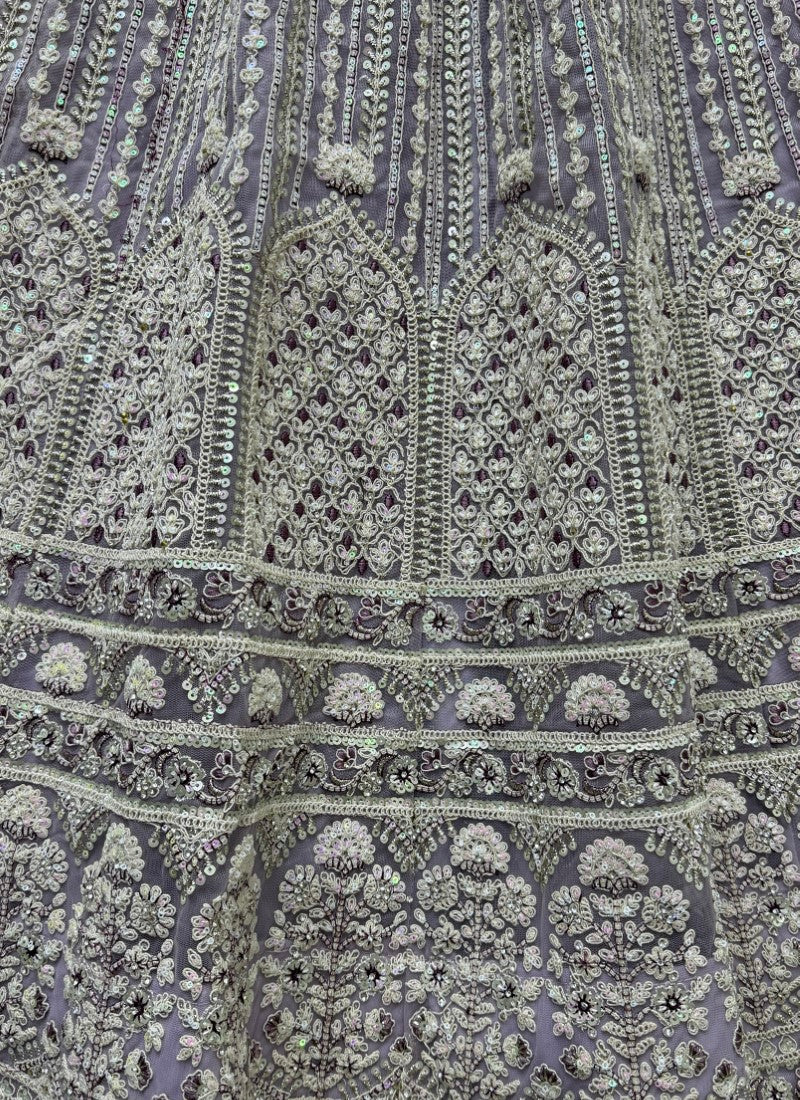 Glamorous Lavender Sequins & Dori Worked Engagement Wear Lehenga Choli