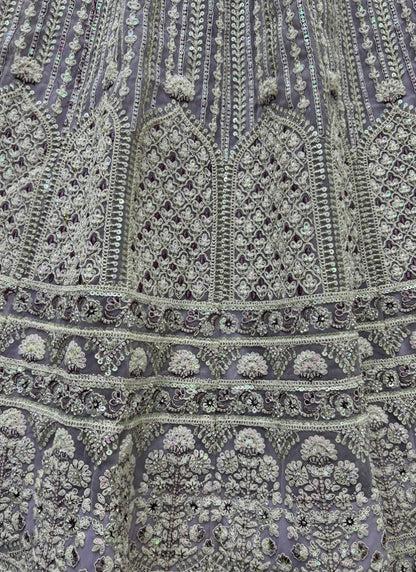 Glamorous Lavender Sequins & Dori Worked Engagement Wear Lehenga Choli