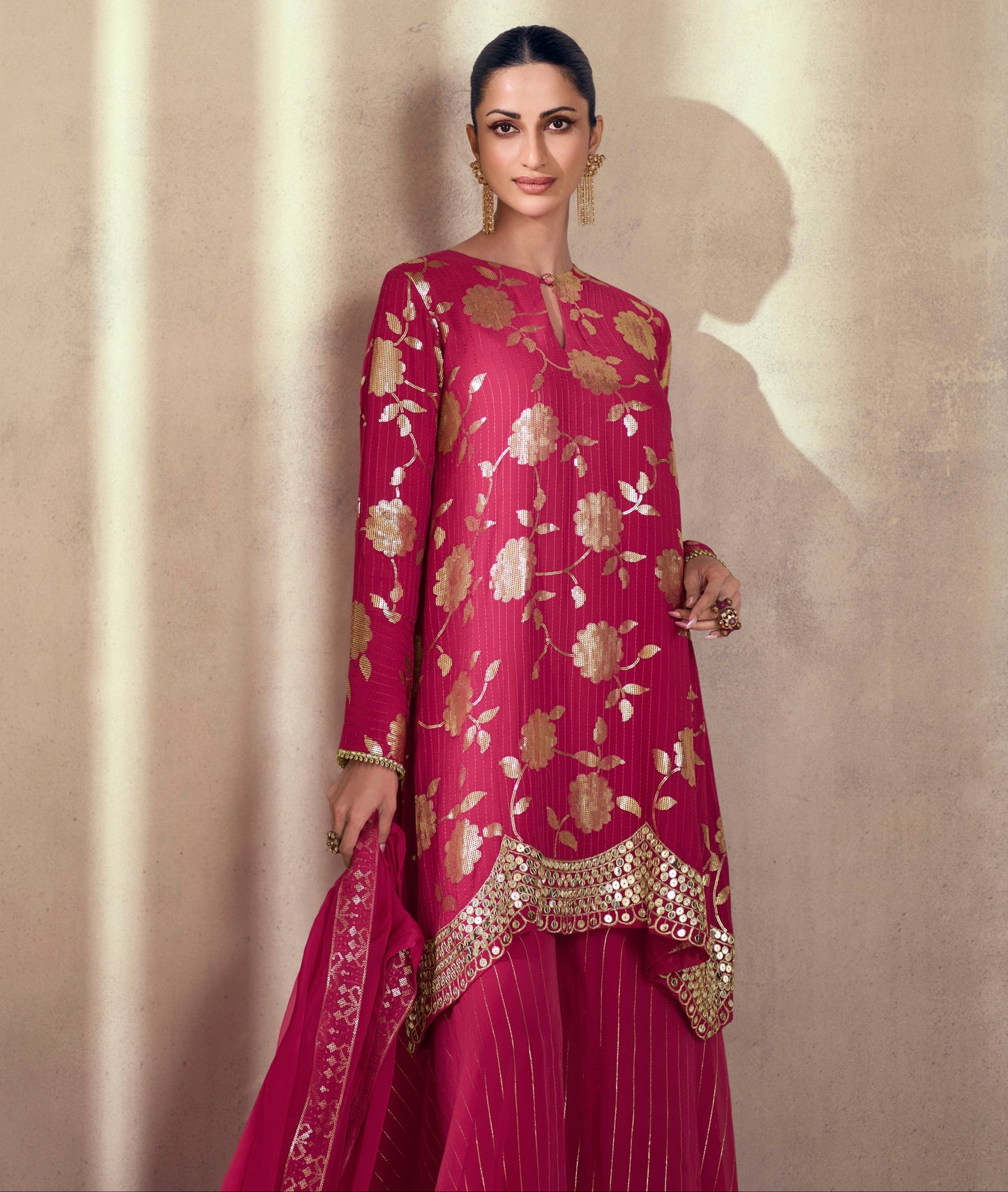 Pink Silk Salwar Kameez for Haldi and Wedding Functions.