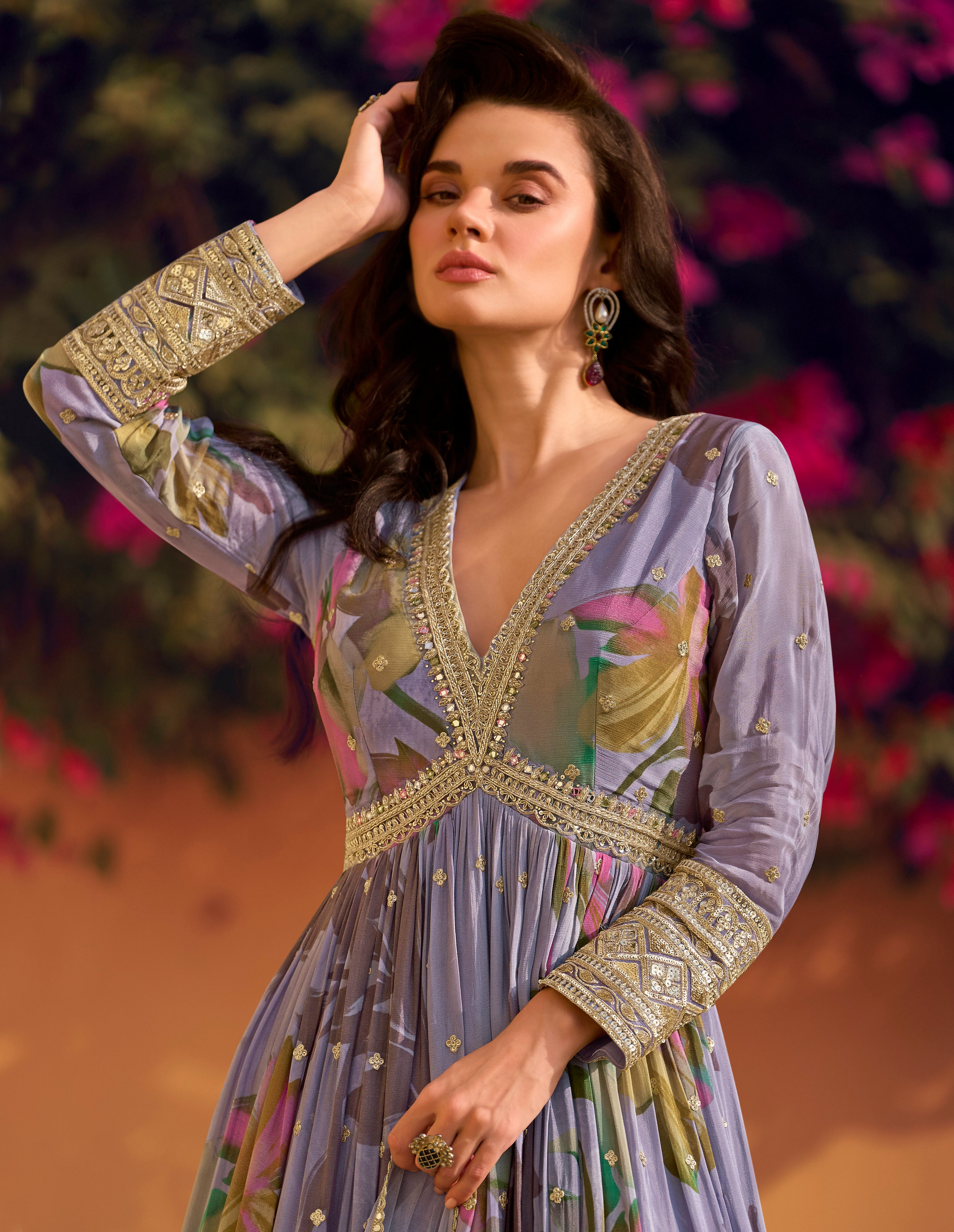Elegant Purple Stylish Anarkali Gown with Dupatta for Festivals