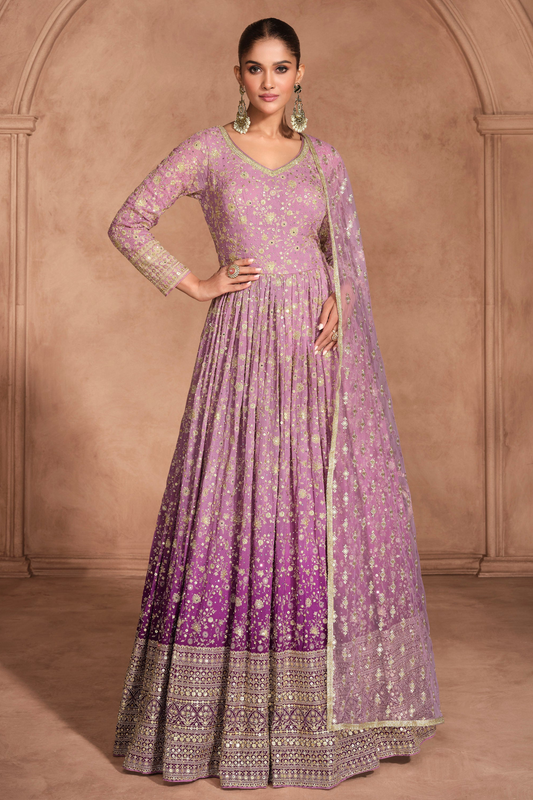 Modern Pink Anarkali Gown Georgette With Dupatta For Festivals and Occasion