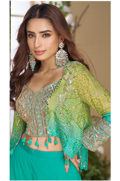 Indo Western Bridesmaid Dress With Jacket - Punjabi Palazzo Suit For Women