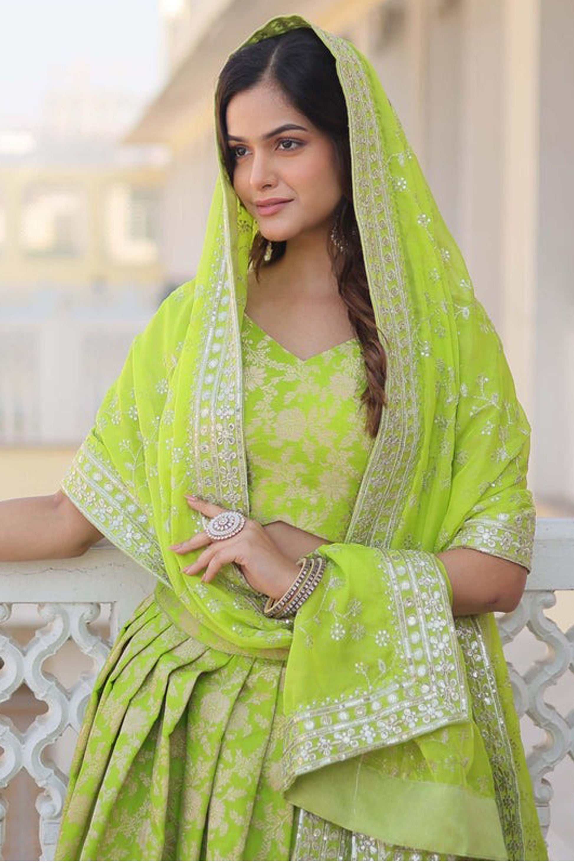 "Dazzling lehengas for Eid and Diwali in the USA."
