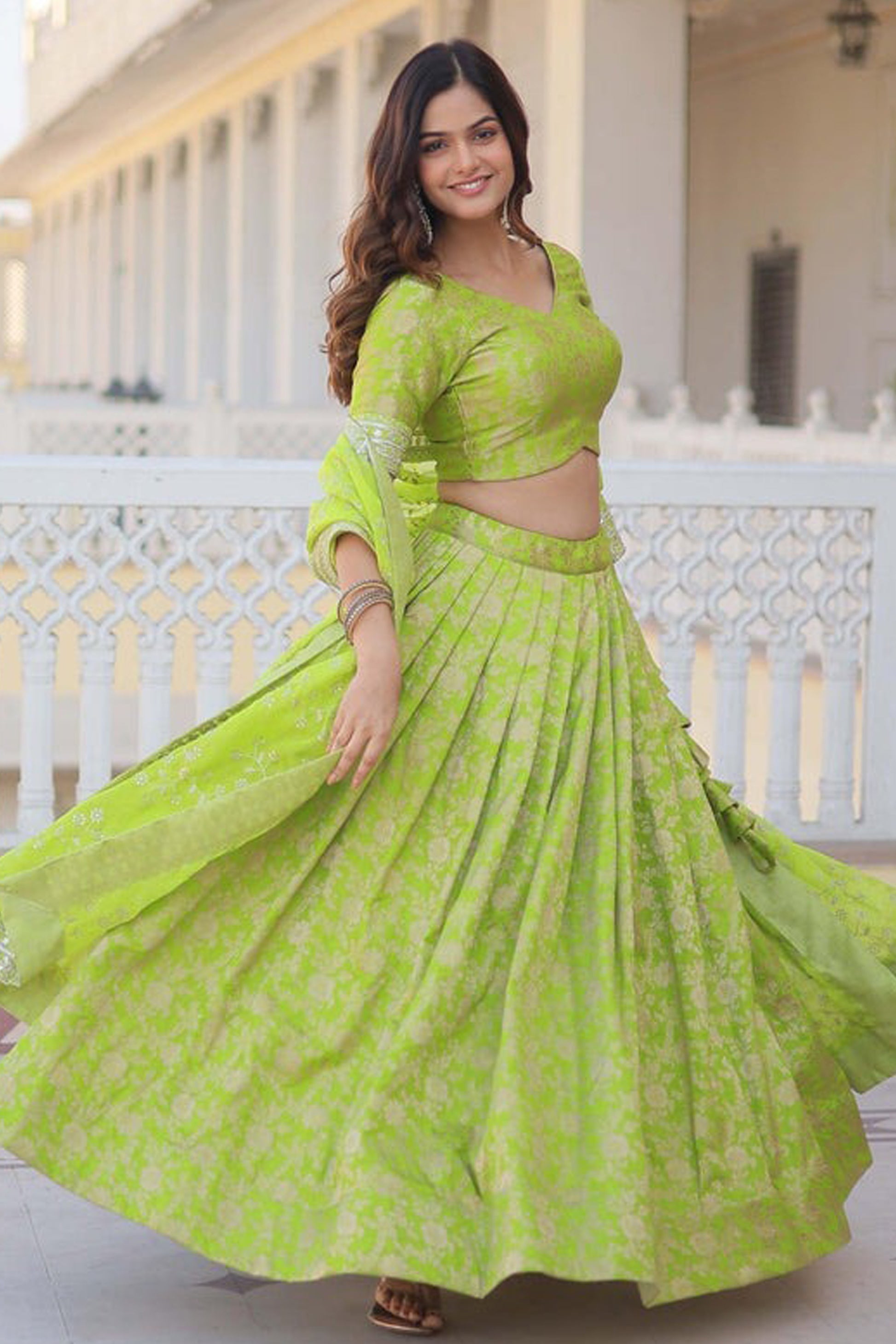 "Dazzling lehengas for Eid and Diwali in the USA."
