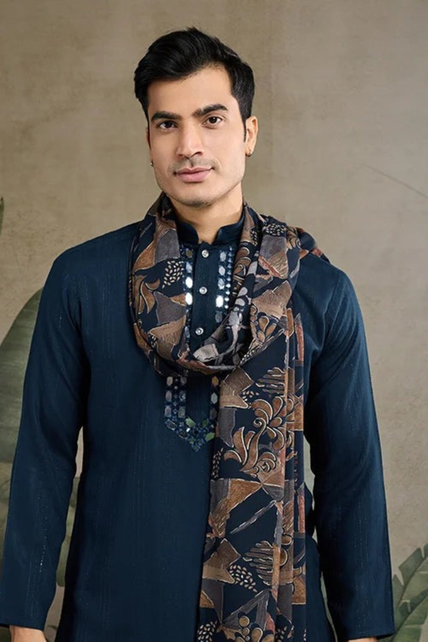 Exclusive Navy Blue Color Viscose Rayon Kurta Set For Man Real Mirror Work With Matching Pant